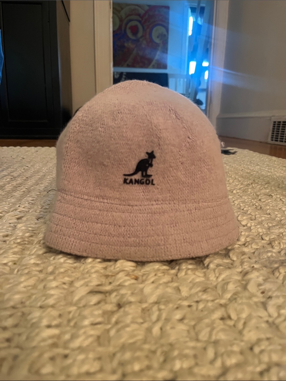 Kangol Soft Lavender Terry Bucket Hat with Black Logo